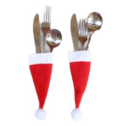Christmas Caps Dinnerware Sets Cutlery Holder Fork Knives Silverware Pocket Xmas Decor Bag Tableware158584410