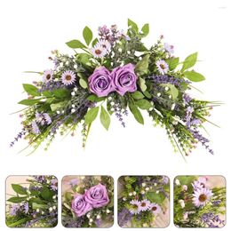 Decorative Flowers Chrysanthemum Rose Lintel Artificial Flower Leaves Garland Silk Wreath Simulated Adorn Faux