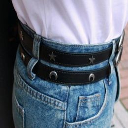 Belts Stylish Moon Star Belt Punk Style Design Women Adjustable Imitation Leather Waistband With Multi Holes For A