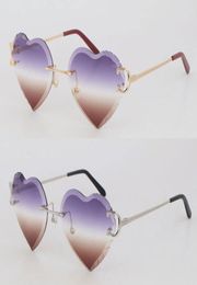 Whole Selling C Decoration Wire Frame Sunglasses Women Rimless UV400 Luxury Diamond Cut Men Design glasses Outdoors Mirrored S2280185