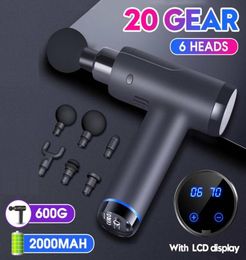 3200r min 20 Gears LCD Muscle Massage Gun Sport Therapy Massager Body Relaxation Pain Relief Slimming Shaping Massager 6 Heads7684610