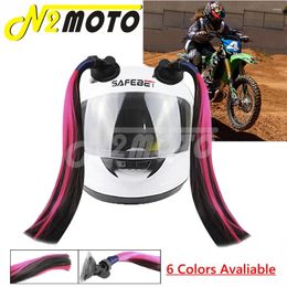 Motorcycle Helmets 1 Pair Punk Style Twist Dual Pigtails Ponytail Straight Hair Mix Color Helmet Braids Dirt Bike Full Face Braid