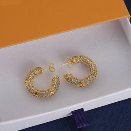 Thick gold stud earrings rhinestone luxury designer earrings for women fashion brand gift designer Jewellery