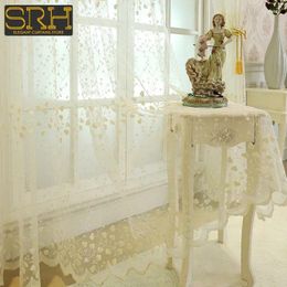 Curtain Pastoral Style Beige Embroidered Yarn Bedroom Living Room Kitchen Bay Window Transparent Blackout Decor Lace Tulle