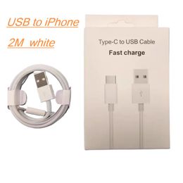 Free shipping Quality 2m 6FT USB A To C Cables Fast Charging Cords Quick Phone Charger Cord Phone Cable for Samsung Andorid cable Phone Smart Phones with Retail Box