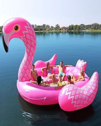 5M Huge inflatable flamingo pool float piscine flotador gigante Summer 68 huge inflatable unicorn giant pool island boat Swimming8249348