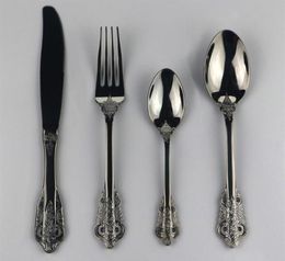 304 Stainless Steel Flatware Set Black Dinnerware Set Cutlery Tableware Silverware Western Fork Knife Drop 271g4419802