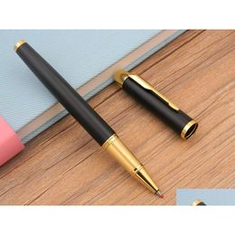 Ballpoint Pens Wholesale 2Pc Business Im Series Matte Black With Golden Trim Roller Ball Pen Drop Delivery Office School Industrial Dhni7