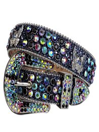 Western Cowboy BeltSimon Fashion Cowgirl Bling Bling Rhinestone Belt with Eagle Concho Studded Removable Buckle Large Size Belts for Men5604095