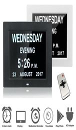 7 quot 8 Languages Digital Day Clock LED Calendar DayWeekMonthYear Electronic Alarm Clock for Impaired Vision People Home Dec9129804