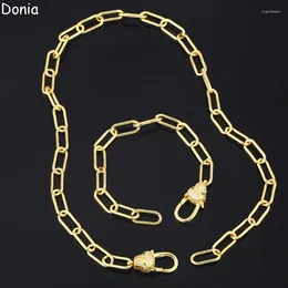 Necklace Earrings Set Donia Jewelry European And American Thick Chain Leopard Titanium Steel Micro-Set Zircon Bracelet Luxury