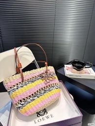 French woven bag holiday new bag women's shoulder 2024 large-capacity portable basket straw Tote66