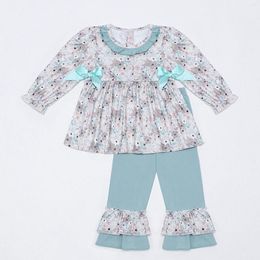 Clothing Sets Style Long Sleeve Toddler Floral Outfits Baby Girl Clothes Set 2pcs Cotton Suit Dress Flower Bodysuit Ruffle Pants For 1-8T