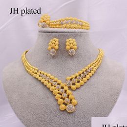 Jewellery Settings Ethiopia 24K Gold Sets For Women Jewellery African Wedding Bridal Gifts Party Bracelet Necklace Earrings Ring Set Dr Dh2Ki