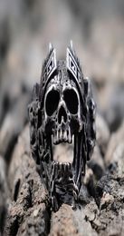 Men039s Unique Gods of War Ares Skull Rings Punk Rock Warrior 316L Stainless Steel Ring Men Biker Jewelry5838766
