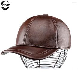 Ball Caps Wholesale Genuine Leather Baseball Cap Men Women Black Cowhide Hat Snapback Adjustable Autumn Winter Real Peaked Hats