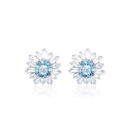 neckless for woman Swarovskis Jewelry High Version Blue Sunflower Earrings for Womens Swallow Element Crystal Daisy Earrings