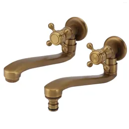 Bathroom Sink Faucets Wall Mounted Tap Antifreezing Copper Easy To Use Single Cold Extended Spout Antique Garden Faucet For Yard