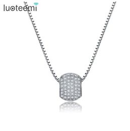 Pendant Necklaces LUOTEEMI Women Tops Fashion White GoldColor Scolar Vintage Full CZ Paved Spinner Ball Pendants Classic Jewelr1214908