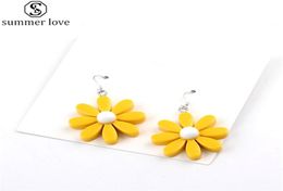 Korean Style Daisy Flower Earrings Cute Resin Sunflower Earrings Dangle for Women Girls Lovely Jewellery Trendy WholeZ1362662