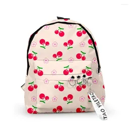 Backpack Harajuku Fruits Cherry Pineapple Strawberry Backpacks School Bags 3D Print Keychains Oxford Waterproof Small