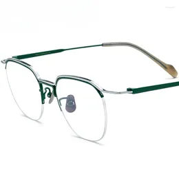 Sunglasses Frames 24 Ultra-light Pure Titanium Myopia Glasses Men's Half-frame Square Frame Women Can Match Prescription