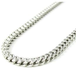 24 3mm 12 Grammes 10k White Gold Franco Box Cuban Hip Hop Chain Necklace 267h