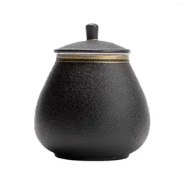 Storage Bottles Ceramic Tea Canister Japanese Style Coffee Sugar Pots Jars Traditional Caddy For Kitchen Black And Glod