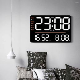 Wall Clocks LED Clock Large Humidity Display Brightness Digital Adjustable Alarm Cloc 12/24h Remote Temperature With