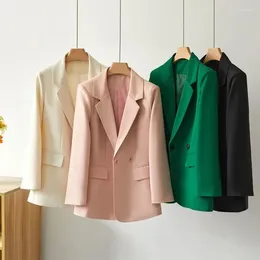 Women's Suits S-7XL Women Blazer Jacket Slim Loose Spring Autumn Casual Office Work Plus Size Black Beige Pink Green