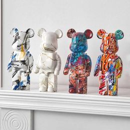 Decorative Objects Figurines Colored bear brick statue violent bear resin decoration desk accessories luxurious living room home office desk decoration T240505