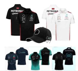 Motorcycle clothing F1 Formula One racing polo suit summer team short-sleeved T-shirt same give away hat white or black