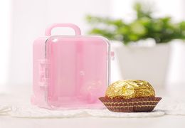 50pcs Mini Rolling Travel Suitcase Wedding Party Favour Box Plastic Candy Boxes gift box Package DH07632908112