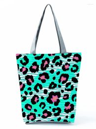 Shoulder Bags Green Leopard Printed Handbag Daily Women Fashion Bag Outdoor Travel Reusable High Capacity Shopping Custom Pattern