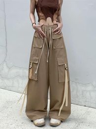 Women's Pants Zoki Pure Cotton Harajuku Cargo Women Vintage Streetwear Oversize Bf Trousers Retro Pockets Casual Hip Hop Straight