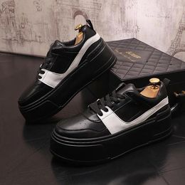 Casual Shoes Fashion Men's White Black Thick Bottom Height Increasing Causal Male Loafers Sports Walking Sneakers Zapatos Hombre