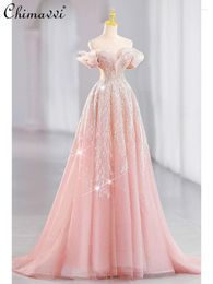 Casual Dresses Sweet Cute Elegant Pink Sleeveless Backless For Women Evening Dress High-End Fashionable High Waist Slim Fit Long Princess