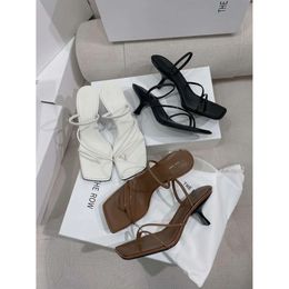 TOP the Row Shoes Bow Sandals Designer the Row Womens Sandals High Heel Elegant Square Toe Fashion Party Wedding Shoes the Row Sandals Slippers 17