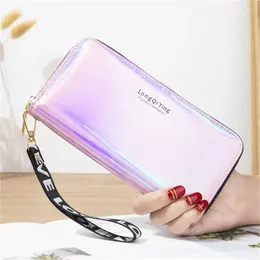 Wallets Laser Holographic Wallet Women Long Pu Leather Purse Fashion Female Clutch Large Capacity Zipper Purses Phone Carteras