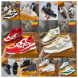 Designer skate sneaker calf trainer Beige White Marine Black Red Green Grey Yellow Brown Multicolor Lace-up Snakeskin men women Casual Shoes