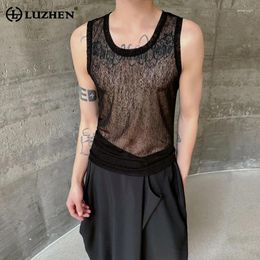 Men's Tank Tops LUZHEN Summer Personality Trendy Translucent Design Sleeveless Vests Original Stylish Street Korean LZ3159