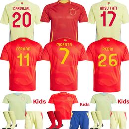 2024 SPAINS Soccer Jerseys PEDRI GAVI LAMINE YAMAL MORATA Carvajal OLMO ASENSIO FERRAN RODRIGO Cucurella Hot sales Jersey 24 25 SPANISH Men Kid Kit Football Shirt