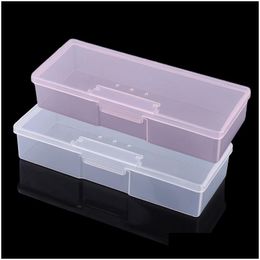 Storage Boxes & Bins Plastic Transparent Nail Manicure Tools Box Dotting Ding Pens Buffer Grinding Files Organiser Case Container Drop Dhaez