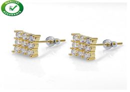 Designer Earrings Hip Hop Jewelry Mens Stick Luxury Cubic Zirconia Diamond Stud Earings Gold Silver Style Charms Men Women Fashion Rapper Love Wedding7266791