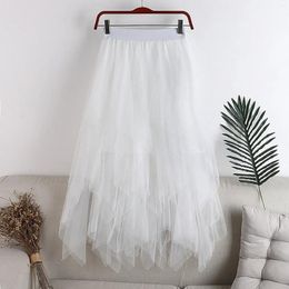 Skirts Lady Elegant Gradient Colour Mesh Skirt Women'S Fairy Tulle Long Maxi High Waist Starry Sky A Line Pleated Dancewear
