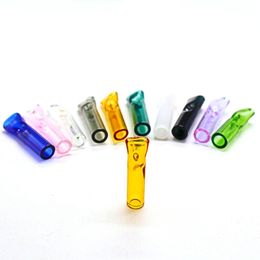 100pcs Glass Philtre Tip Smoking OD8mm 35mm Longth Round Mouth Clear Colourful holder For Dry Herb Tobacco Cigarette Rolling Paper pipe