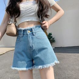 2023 pantaloncini di jeans primavera estate per donne sexy sexy ad alta vita denim vintage rawedge mujer short jeans femminile abbigliamento 240429
