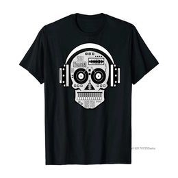 DJ Tees Hipster Tops Men T-shirts Print Skull Disc Headphones Hip Hop Music TV Tshirt Summer Guys Funky Clothing 210629 260b