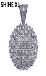 Hip hop Round Cluster Medallion Gold Pendant Necklace Chain Charm Silver Colour Bling Cubic Zircon Men Women For Gift2327387