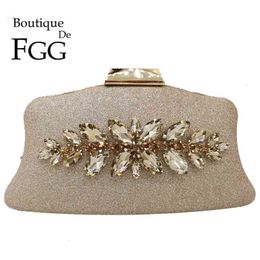 Boutique De Fgg Glitter Women Clutch Crystal Evening Bags Bridal Formal Dinner Purses and Handbags Wedding Party Diamond Bag 193F